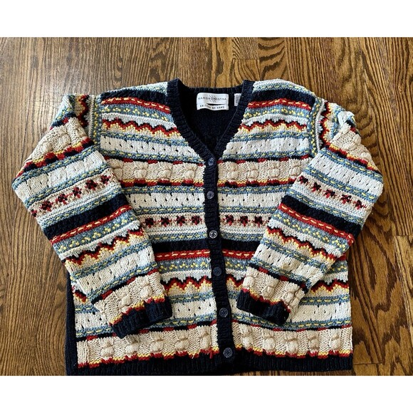 Vintage Marisa Christina Hand Knit‎ Silk/cotton/Wool Sweater Sz Medium Cardigan - Picture 1 of 9